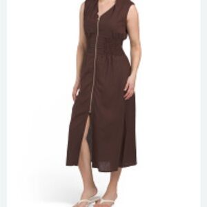 Joie- Brown Sleeveless, zipper  Midi Dress